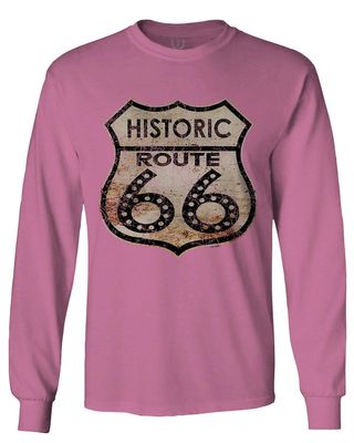 0273. Vintage Retro Road California Route 66 cali Republic Men's Long Sleeve t Shirt (Pink X-Large)