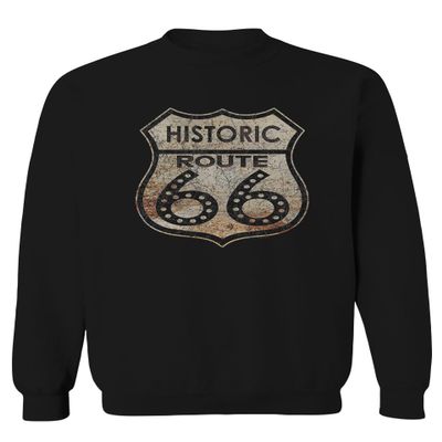 0273. Vintage Retro Road California Route 66 cali Republic Men's Crewneck Sweatshirt (Black X-Large)