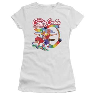 Candy Land to The Candy Castle Juniors' Sheer Fitted T Shirt, 2X-Large White