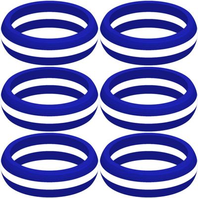 SayitBands Six (6) of Thin White Line Silicone Ring Size 11
