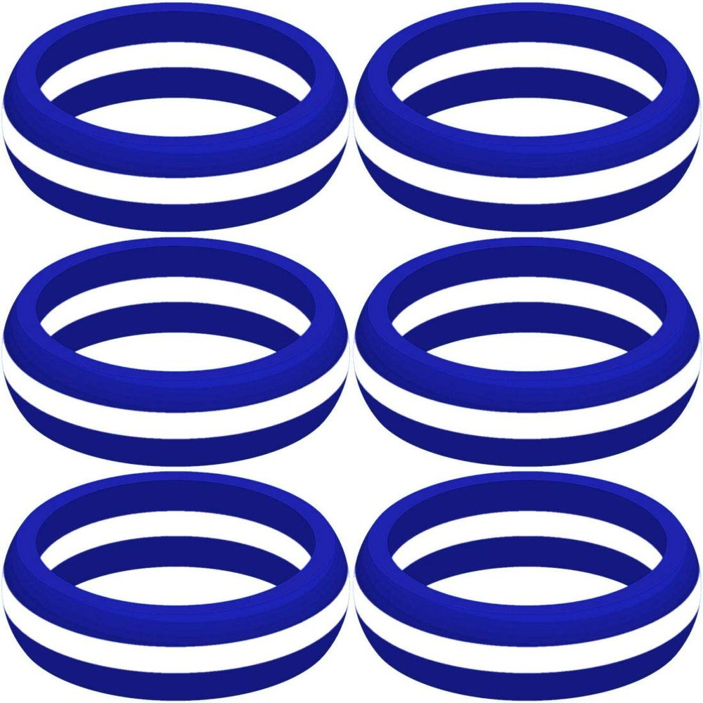 SayitBands Six (6) of Thin White Line Silicone Ring Size 11