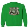 0273. Vintage Retro Road California Route 66 cali Republic Men's Crewneck Sweatshirt (Irish Green Large) view 1