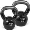 Yes4All Kettlebells 15 20 lbs Set Weight Vinyl Coated Cast Iron for Dumbbell Weights Exercises, Gym, Fitness, Full Body Workout Equipment Push up, Grip and Strength Training, Black view 1