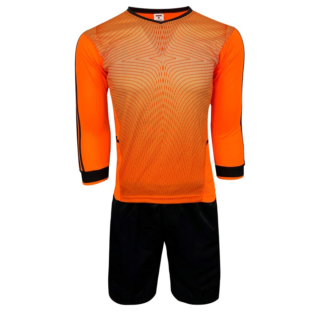 Just 4 Kicks Goalkeeper Jersey Long Sleeve Padded Goalie Shirt and Short, Kids and Adults (3 Available) Orange, Neon and Blue (Medium, Orange)