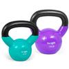 Yes4All Kettlebell, Vinyl Coated Cast Iron Kettlebell Sets 10 & 15lbs for Weights Exercises, Full Body Workout, Push Up, Grip Strength & Strength Training - Multicolor view 1