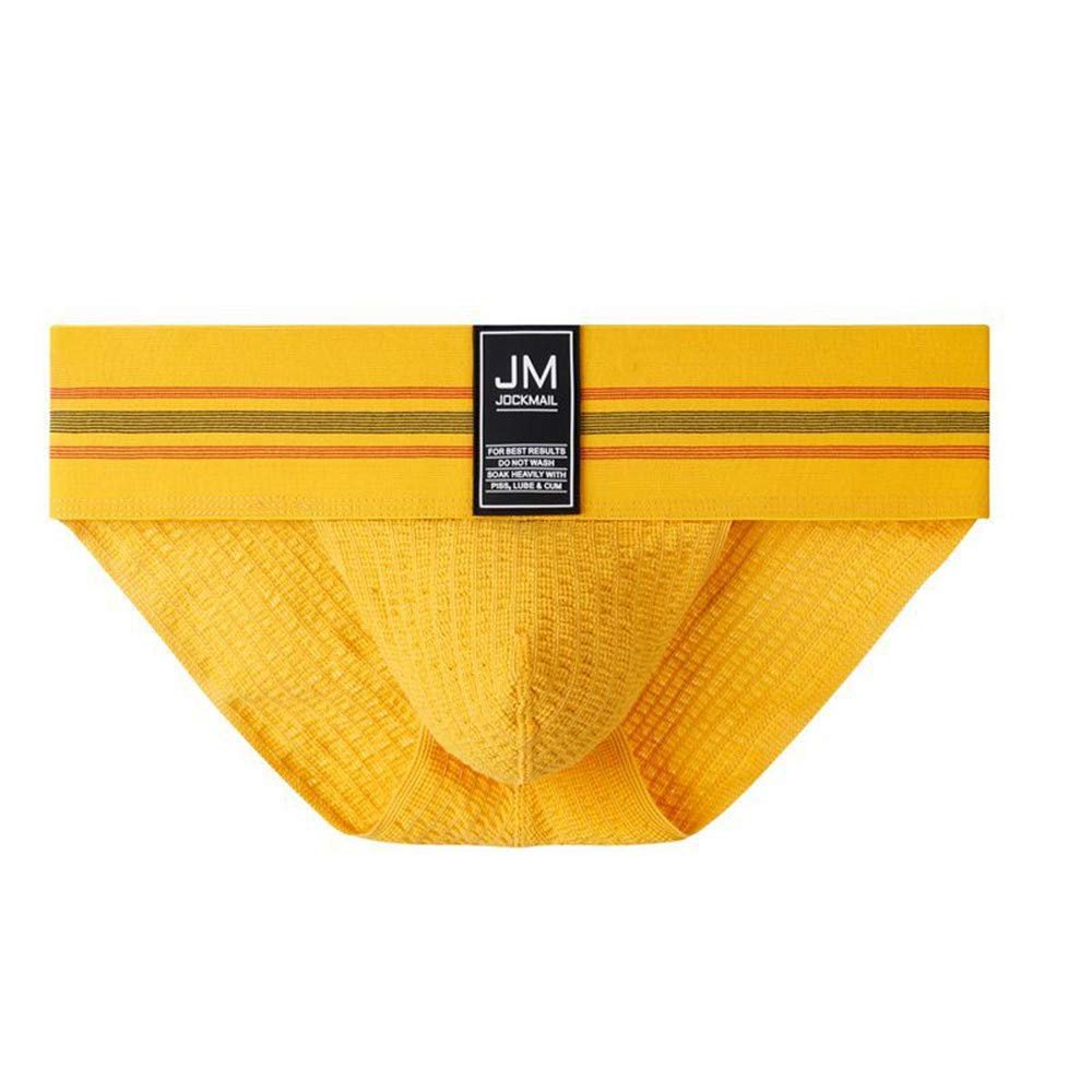 JOCKMAIL Mens Briefs Underwear Athletic Underwear Brief Cotton Mens Underwear Briefs Sport Underwear (L, Yellow)