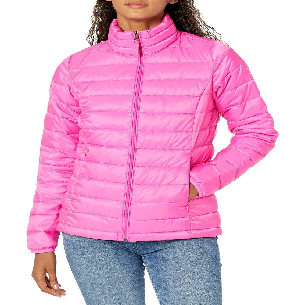 Amazon Essentials Women's Lightweight Long-Sleeve Water-Resistant Packable Puffer Jacket (Available in Plus Size), Neon Pink, XX-Large
