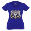 0273. Vintage Retro Road California Route 66 cali Republic for Women V Neck Fitted T Shirt (Royal Medium) view 1