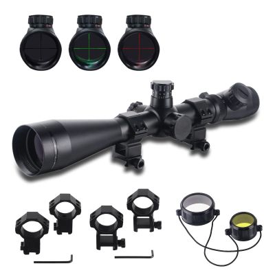 ToopMount 3.5-10x50mm Optics Scope Red Green Illuminated Scope, 5 Levels Each Color Controls, Comes with Scope Rings of 11mm 20mm Rail Base