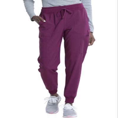 EDS Essentials Jogger Scrubs for Women, Drawstring Scrub Pants DK065, XXS, Wine