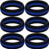 SayitBands Six of Thin Blue Line Silicone Ring Size 16 view 1