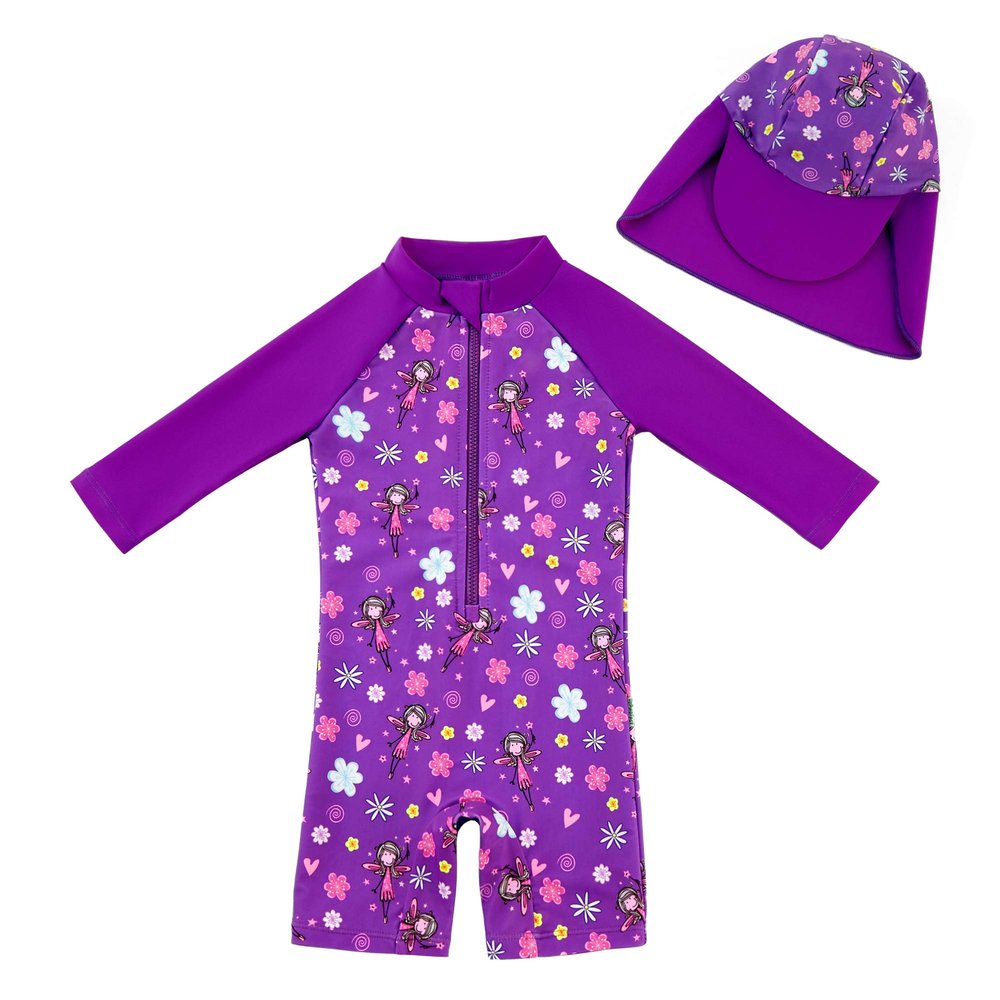 upandfast Baby Swimsuits UPF 50+ Sun Protection Long Sleeve One Piece Zip Swimwear(Purple, 9-12 Months)