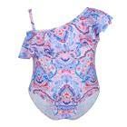 Freebily Kids Girls' One-Piece Floral Swimsuit Ruffled Spaghetti Straps Tankini Bikini Swimwear Bathing Suit Colorful 18-24 Months