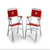 FORMA MARINE Boat Chairs RED Deck Folding Marine Aluminum Teak Furniture Set of 2 M100R view 1