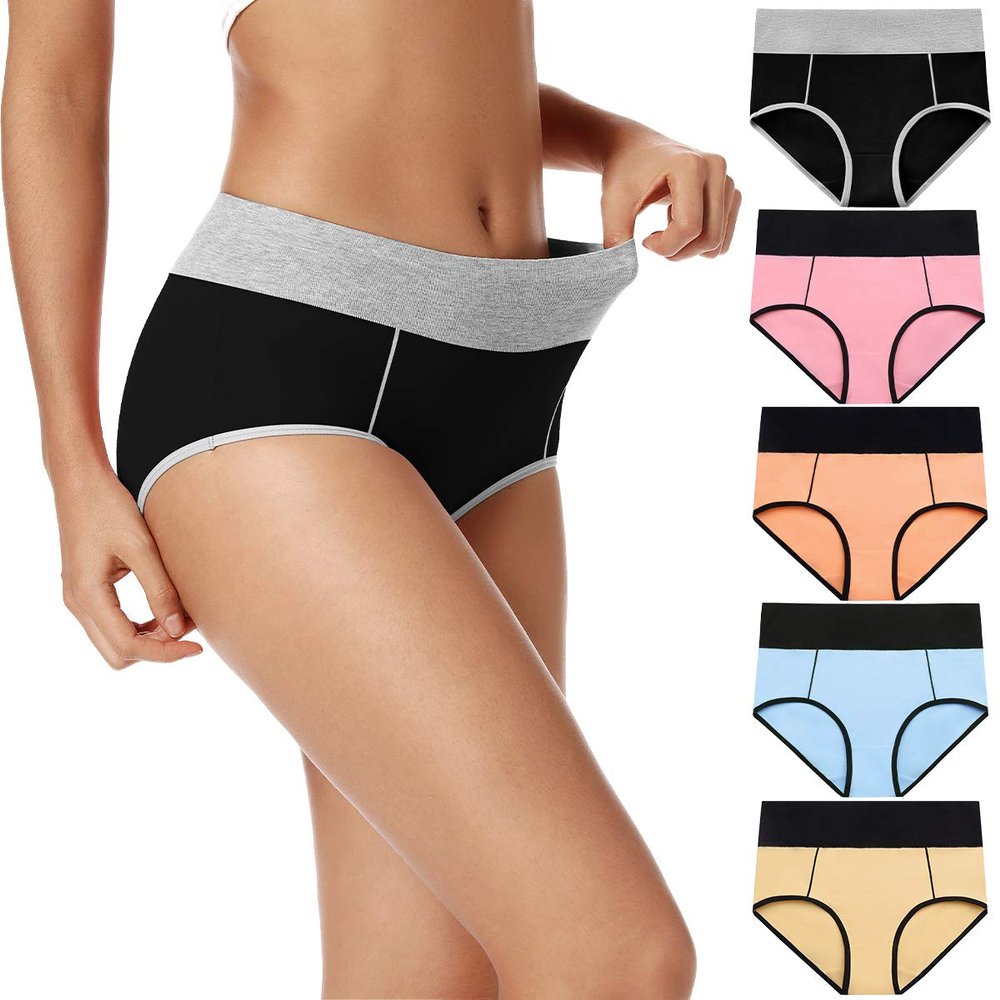 POKARLA Womens Cotton Underwear High Waist Full Coverage Briefs Soft Breathable Postpartum Panties Stretch Underpants Regular & Plus Size