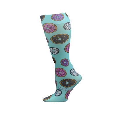 Hocsocx Turquoise Donuts Socks Performance Liner Moisture-Wicking Protection for Field Hockey, Ice Hockey, and Soccer
