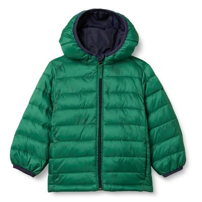 Amazon Essentials Boys' Lightweight Water-Resistant Packable Hooded Puffer Jacket, Green, 4T