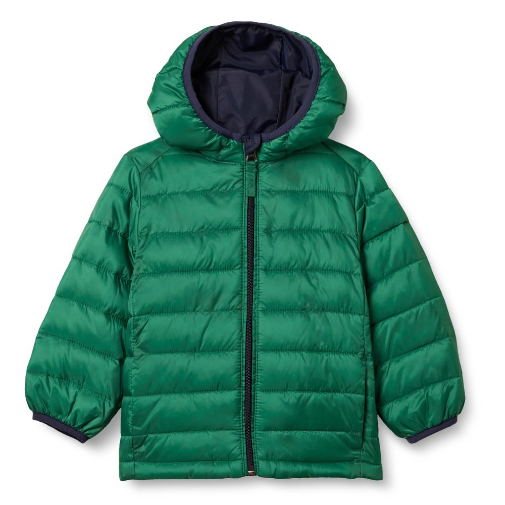 Amazon Essentials Boys' Lightweight Water-Resistant Packable Hooded Puffer Jacket, Green, 4T
