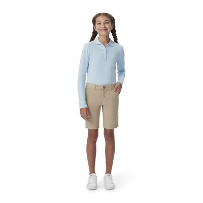 French Toast Girls' Adjustable Waist Twill Bermuda Shorts, Khaki, 14 Plus