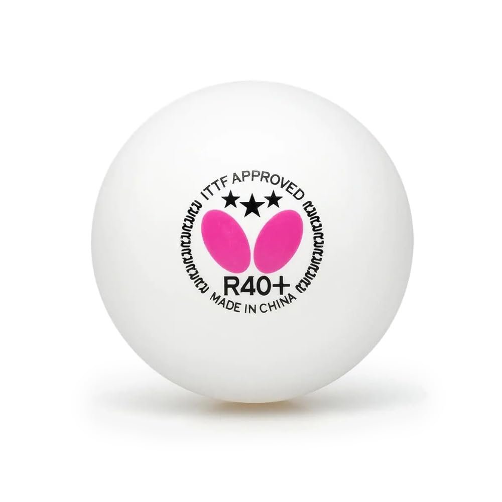 Butterfly R40+ Table Tennis Balls - 40mm White Ping Pong Ball - 3 Pack