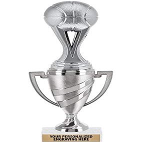 Crown Awards Basketball Trophy, 10" Silver Cup Basketball Award Trophies with Engraving Included, 5 Pack