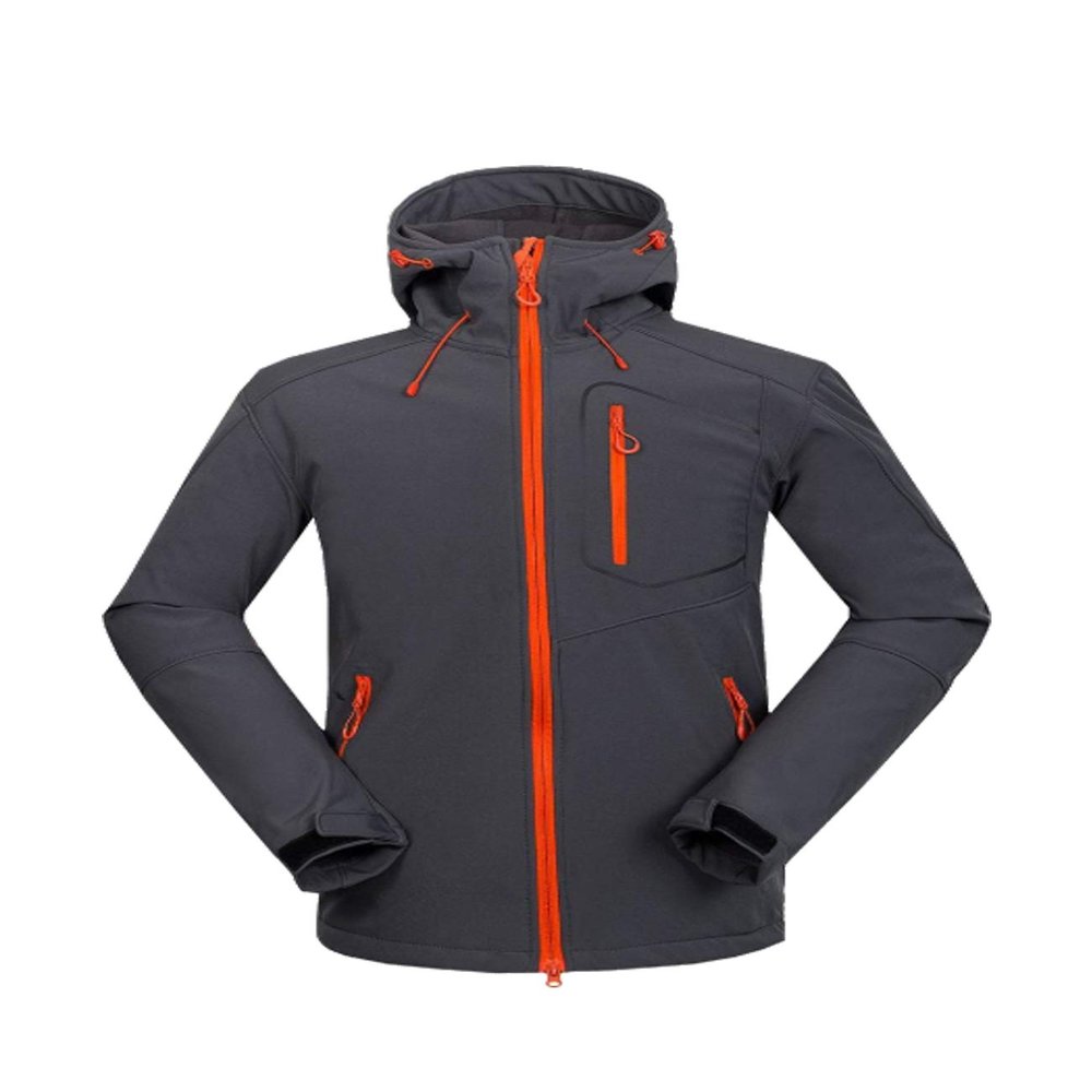 Jueshanzj Men's Windproof Camping Hiking Hooded Mountain Jacket Gray XXXL