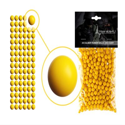 Wearable4U .50 Caliber Rubber Balls New Reusable Training Soft Rubber Balls for Paintball Guns (250 Rounds, Yellow x 250)