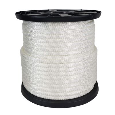 1/2" White Polyester Rope, Solid Braid Dacron Utility Rope, 250 ft Spool, Low Stretch UV Resistant Industrial Cord