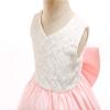 3-4Years Girls Dress Lace Princess Baptism Cocktail Party Flower Bowknot with Headwear(Pink 100) view 2