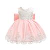 3-4Years Girls Dress Lace Princess Baptism Cocktail Party Flower Bowknot with Headwear(Pink 100) view 3