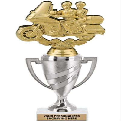 Crown Awards Bike Touring Trophy, 10" Silver Cup Bike Touring Trophies with Engraving Included, 5 Pack