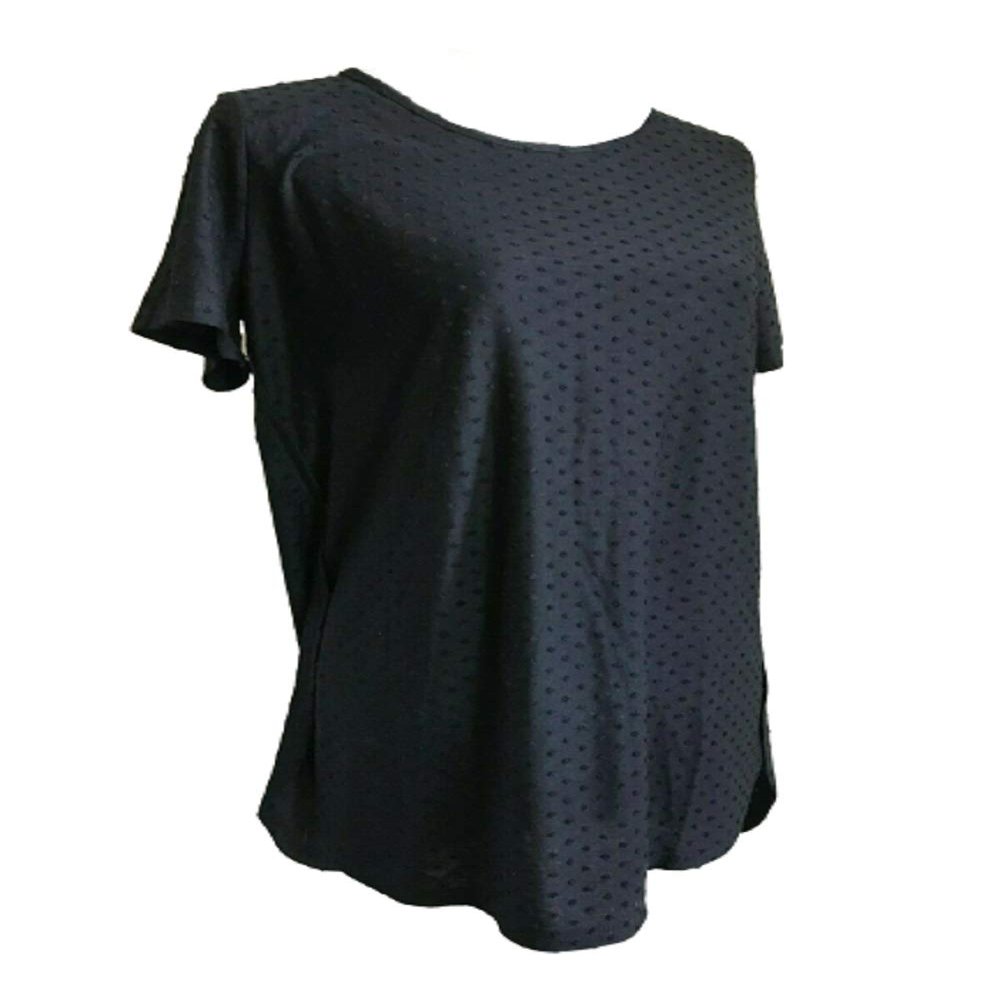 Adrianna Papell Women's Raised Polka Dot Tee (Black, S)