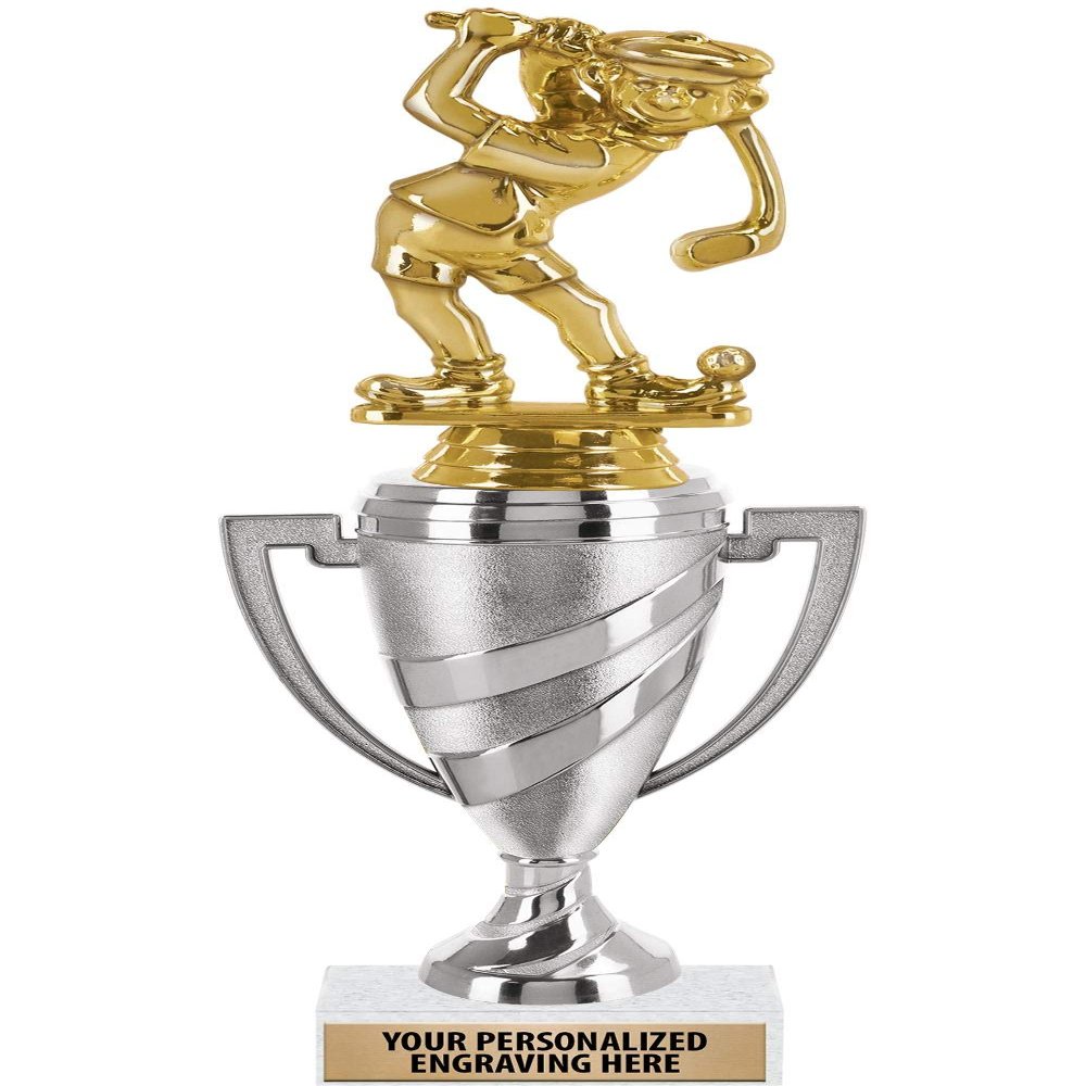 Crown Awards Golf Trophy, 9.5" Silver Cup Funny Golf Trophies with Engraving Included, 5 Pack