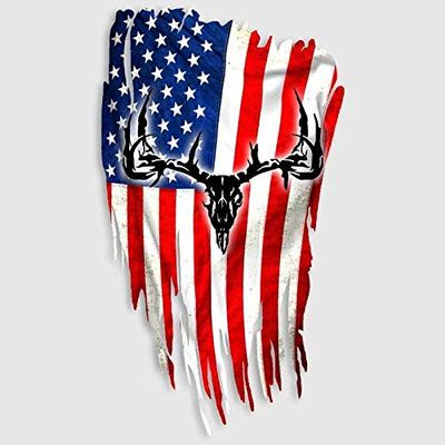 Deer Skull Decal American Flag Hunting Sticker for Car Vinyl Decal Window Truck Window Car Bumper Sticker Decal Motorcycle 13" 7,5"