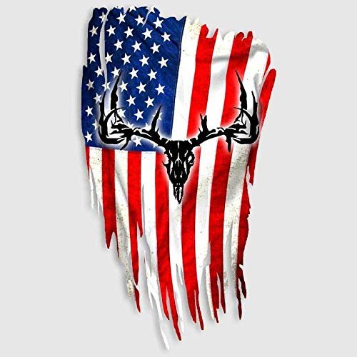 Deer Skull Decal American Flag Hunting Sticker for Car Vinyl Decal Window Truck Window Car Bumper Sticker Decal Motorcycle 13" 7,5"