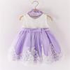 5-6Years Girls' Purple Lace Princess Wedding Baptism Dress Formal Party Wear for Toddler Baby Girl with Headwear(Light Purple 120) view 3