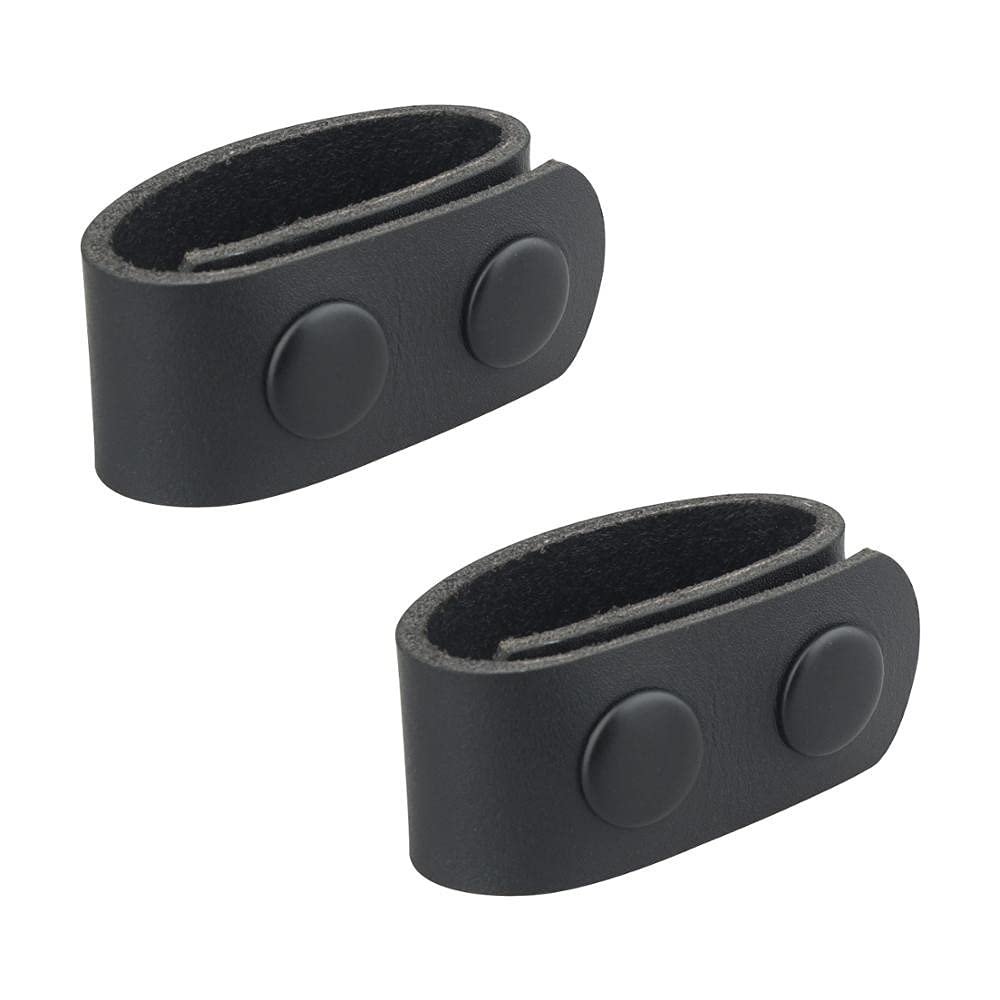 Gexgune Duty Belt Keeper Leather Tactical Belt Keeper Loop Belt Buckle for 22 1/4 Inch with Double Snap, (2Pack, Black)