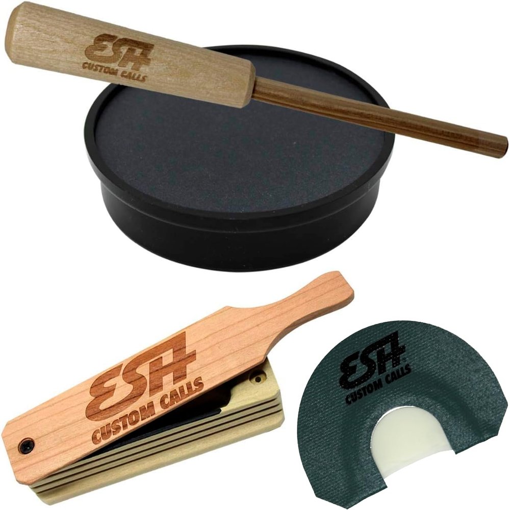 ESH Turkey Calls Starter Pack All-Weather Box Call, Mouth Call, and Slate Pot Call Hunting Accessories for Beginners & Pros