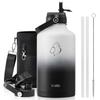 BUZIO 64oz Insulated Water Bottle with Straw Lid and Flex Cap, Stainless Steel Powder-Coat Water Flask, Keep Beverage Cold for 48 Hrs Hot for 24 Hrs Simple Thermo Canteen Mug, White and Black view 1