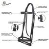 Exion Quick Change Snap English Bridle for Horses  Soft Lined Anatomical Jumping Bridle with Rubber Reins  Snap-On Crown & Cheekpiece  Wave Padded Browband & Raised Noseband  Horse Tack Set view 4