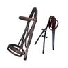 ExionPro Exion English Jumping Hunter Bridle with Removable Flash Noseband & Rubber Reins | Soft Padded Raised Snaffle Browband & Noseband | Anatomical Anti-Pressure Headpiece | Leather Horse Bridle view 1