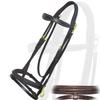 Exion Quick Change Snap English Bridle with Brass Hardware  Soft Lined Anatomical Horse Bridle with Rubber Reins  Snap-On Crown & Cheekpiece  Gold Tone Buckles  Padded Jumping Tack Set view 1