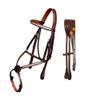 Exion Premium English Leather Figure 8 Bridle with Silver Clincher Noseband & Browband | Soft Padded Anatomical Crown Piece | Rubber Reins | Adjustable Fit | Jumping, Hunter, Eventing view 1