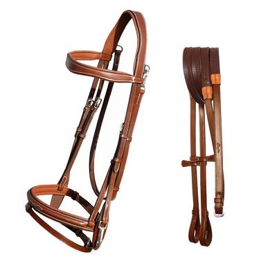 Exion Quick Change Snap English Bridle for Horses  Soft Lined Anatomical Jumping Bridle with Rubber Reins  Snap-On Crown & Cheekpiece  Wave Padded Browband & Raised Noseband  Horse Tack Set