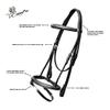 ExionPro Exion English Jumping Bridle with Flash & Rubber Reins  Anatomical Padded Horse Bridle  Premium Leather Designer Stitched Hunter Jumper Tack  SS Buckles  Pony, Cob, Full, Warmblood view 4