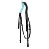 Exion Bling Horse Bridle with Blue Crystal Browband & Designer Flash Noseband | Broad Anatomical Crown with Baby Blue Padding | English Jumping Bridle with Rubber Reins view 3