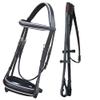 Exion Dressage Bridle for Horse with White Piping  Premium Padded Leather English Bridle with Detachable Flash & Web Reins  Black, Brown  Cob, Full, Pony, Warmblood view 1