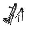 ExionPro Exion English Jumping Hunter Bridle with Removable Flash Noseband & Rubber Reins | Soft Padded Raised Snaffle Browband & Noseband | Anatomical Anti-Pressure Headpiece | Leather Horse Bridle view 1
