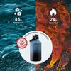 BUZIO Insulated Water Bottle with Straw Lid and Flex Cap, 64oz Double Wall Vacuum Stainless Steel Water Thermo Wide Mouth Lid, Cold for 48 Hrs Or Hot for 24 Hrs Sweat Proof Flask, Indigo Crush view 2