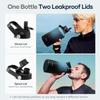 BUZIO Insulated Water Bottle with Straw Lid and Flex Cap, 64oz Double Wall Vacuum Stainless Steel Water Thermo Wide Mouth Lid, Cold for 48 Hrs Or Hot for 24 Hrs Sweat Proof Flask, Indigo Crush view 3